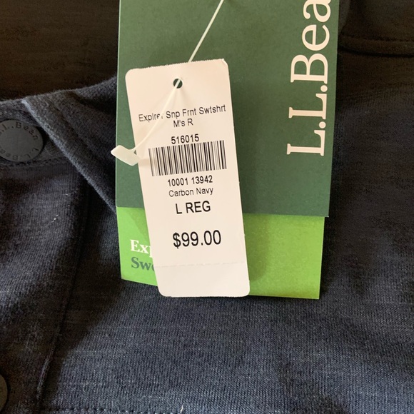Men’s size large LL Bean explorer sweatshirt navy blue - Picture 2 of 4